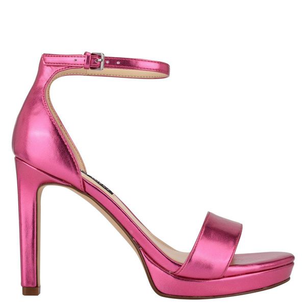 Nine West Edyn Ankle Strap Pink Heeled Sandals | Ireland 05F34-4O21